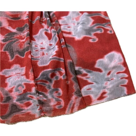 Kokoon Women’s Ruched Sleeve Raw Edge Floral Red Stretchy V-neck Wrap‎ Dress S - Picture 7 of 12